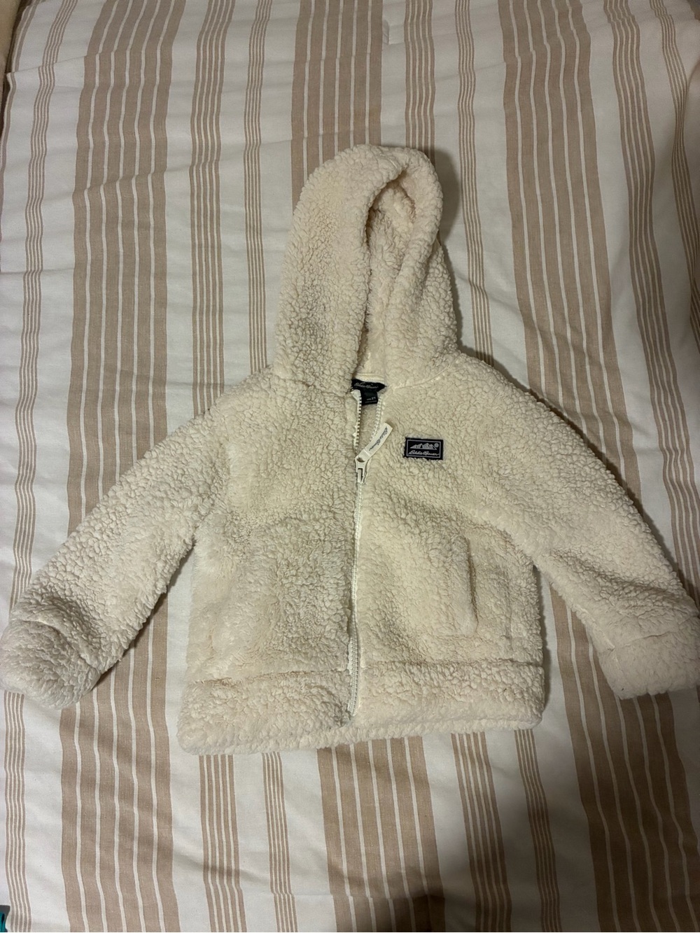 2T Eddie Bauer Cream Sherpa Zip-Front Hooded Jacket